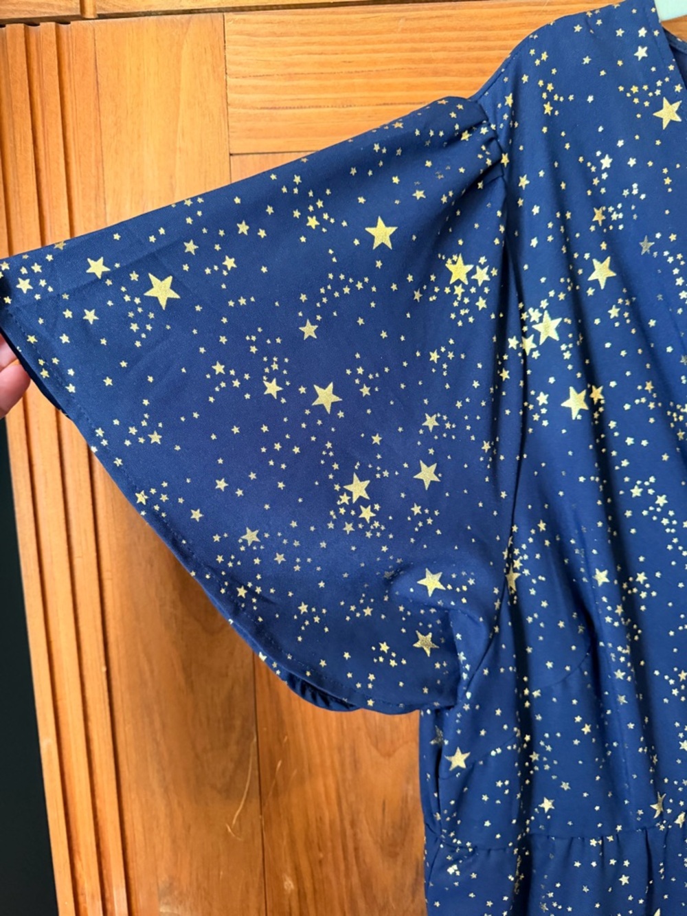 BloomChic Navy Tea Length Dress with Gold Star Print - Picture 4 of 5